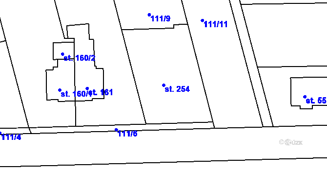 Parcela st. 254 v KÚ Lutín, Katastrální mapa