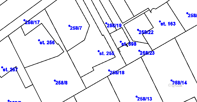 Parcela st. 255 v KÚ Lutín, Katastrální mapa