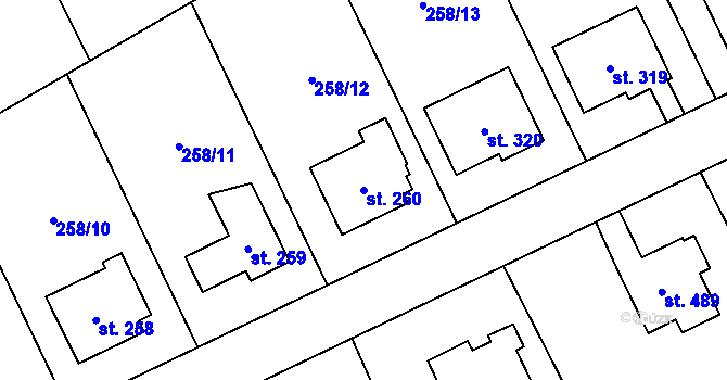 Parcela st. 260 v KÚ Lutín, Katastrální mapa