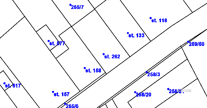 Parcela st. 262 v KÚ Lutín, Katastrální mapa