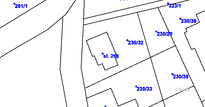 Parcela st. 266 v KÚ Lutín, Katastrální mapa