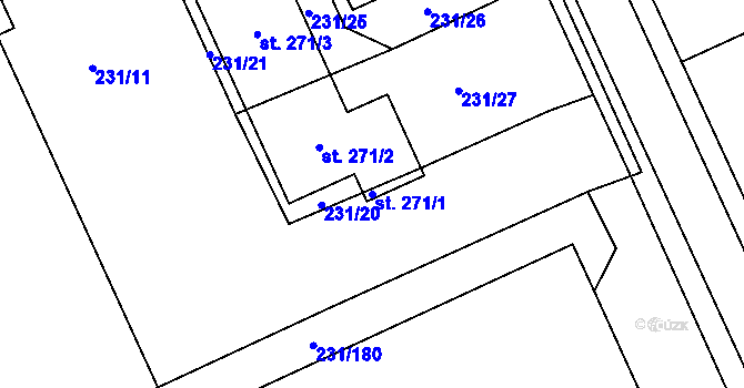 Parcela st. 271/1 v KÚ Lutín, Katastrální mapa