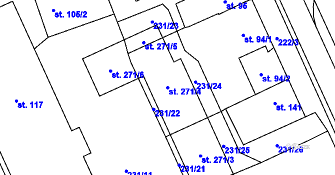 Parcela st. 271/4 v KÚ Lutín, Katastrální mapa