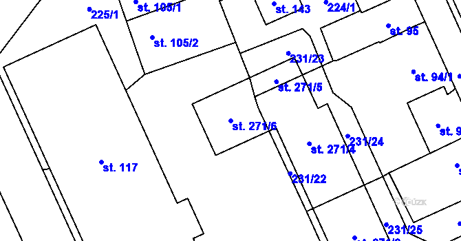 Parcela st. 271/6 v KÚ Lutín, Katastrální mapa