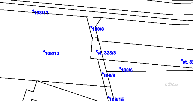 Parcela st. 323/3 v KÚ Lutín, Katastrální mapa