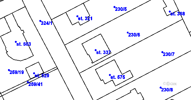 Parcela st. 337 v KÚ Lutín, Katastrální mapa