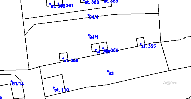 Parcela st. 357 v KÚ Lutín, Katastrální mapa