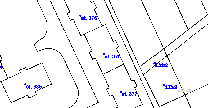 Parcela st. 376 v KÚ Lutín, Katastrální mapa