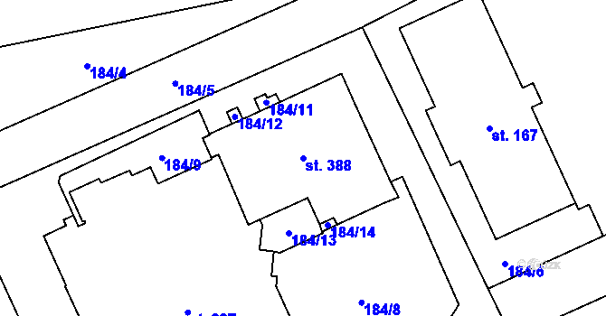 Parcela st. 388 v KÚ Lutín, Katastrální mapa