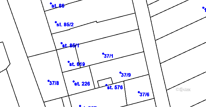 Parcela st. 37/1 v KÚ Lutín, Katastrální mapa