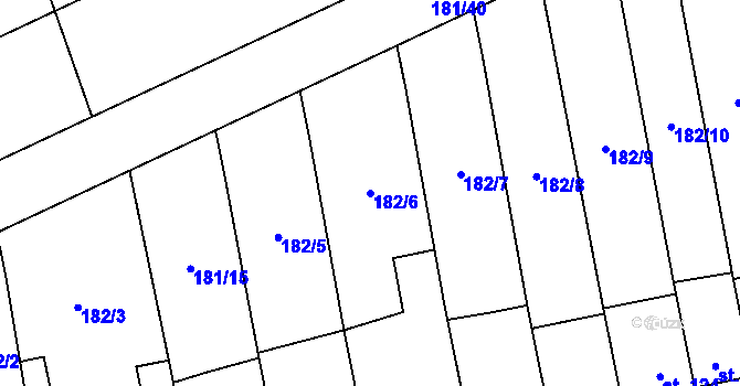 Parcela st. 182/6 v KÚ Lutín, Katastrální mapa