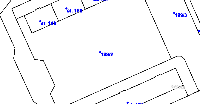 Parcela st. 189/2 v KÚ Lutín, Katastrální mapa