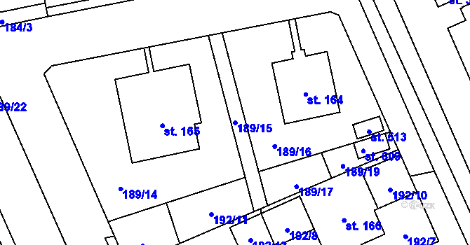 Parcela st. 189/15 v KÚ Lutín, Katastrální mapa