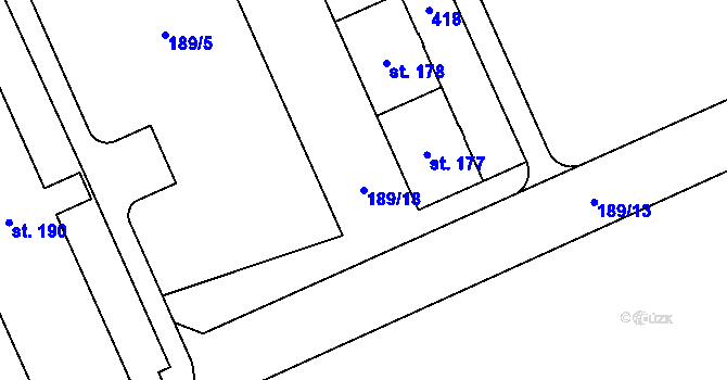 Parcela st. 189/18 v KÚ Lutín, Katastrální mapa