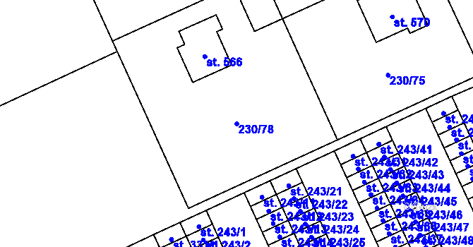 Parcela st. 230/78 v KÚ Lutín, Katastrální mapa