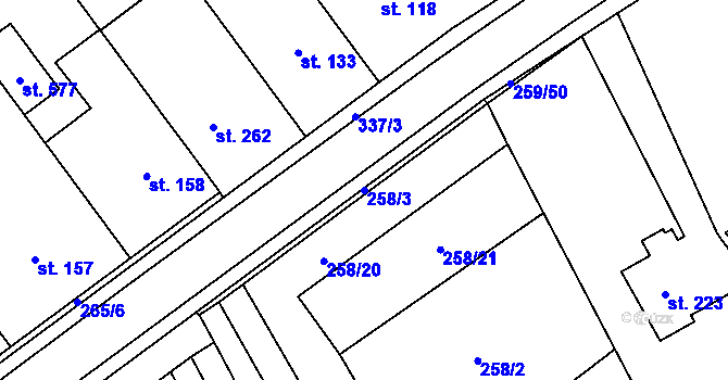 Parcela st. 258/3 v KÚ Lutín, Katastrální mapa