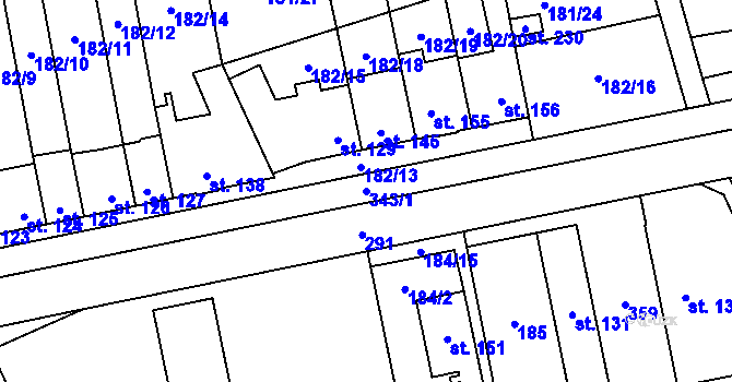 Parcela st. 343/1 v KÚ Lutín, Katastrální mapa