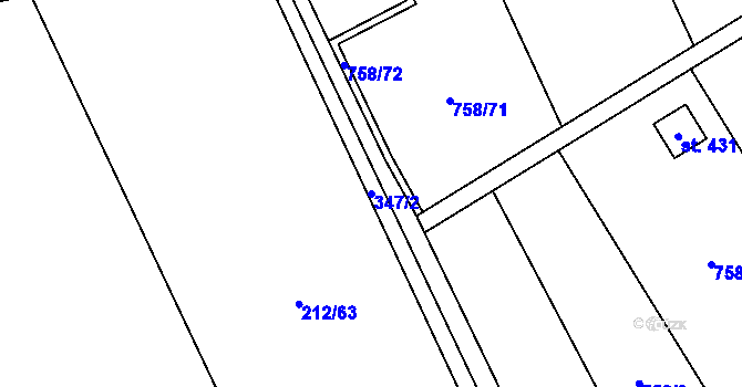 Parcela st. 347/2 v KÚ Lutín, Katastrální mapa