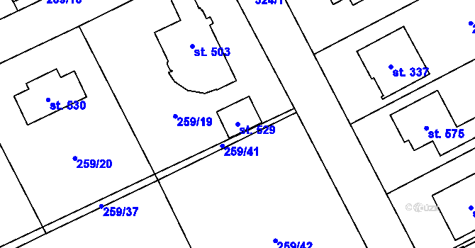 Parcela st. 529 v KÚ Lutín, Katastrální mapa