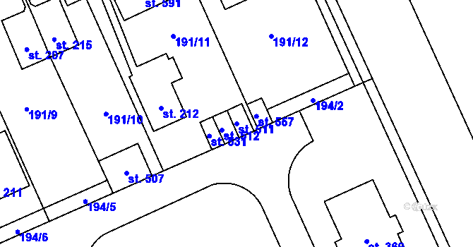 Parcela st. 511 v KÚ Lutín, Katastrální mapa