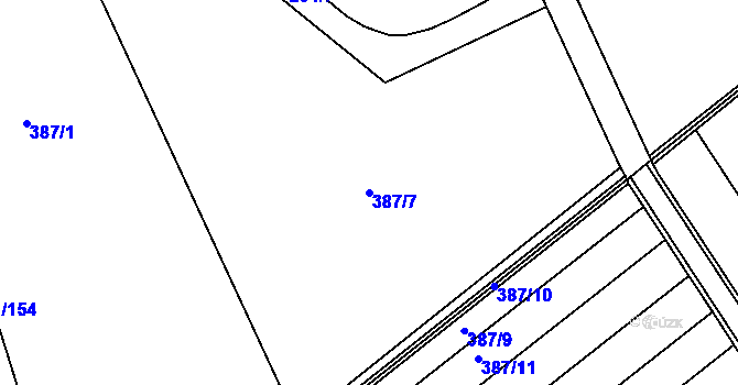 Parcela st. 387/7 v KÚ Lutín, Katastrální mapa