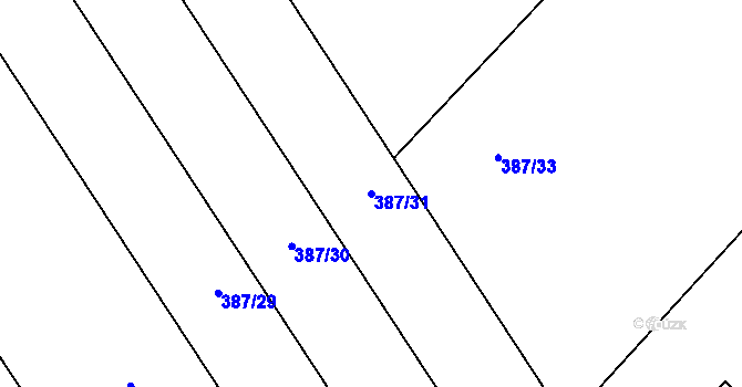 Parcela st. 387/31 v KÚ Lutín, Katastrální mapa