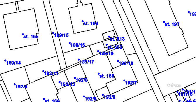 Parcela st. 189/19 v KÚ Lutín, Katastrální mapa