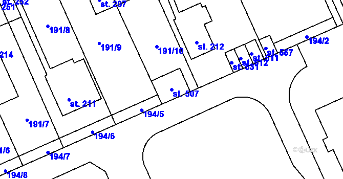 Parcela st. 507 v KÚ Lutín, Katastrální mapa