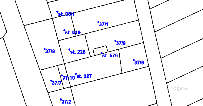 Parcela st. 576 v KÚ Lutín, Katastrální mapa