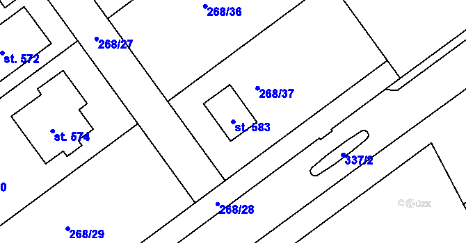 Parcela st. 583 v KÚ Lutín, Katastrální mapa