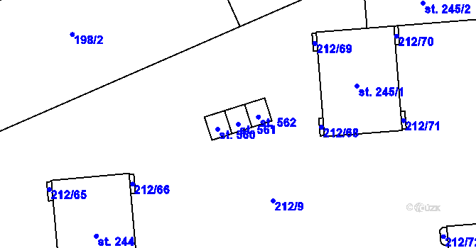 Parcela st. 561 v KÚ Lutín, Katastrální mapa
