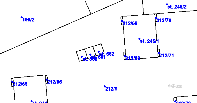 Parcela st. 562 v KÚ Lutín, Katastrální mapa