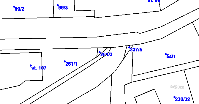 Parcela st. 261/3 v KÚ Lutín, Katastrální mapa