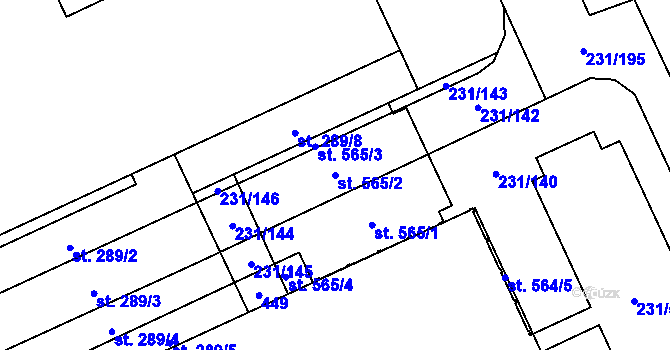 Parcela st. 565/2 v KÚ Lutín, Katastrální mapa