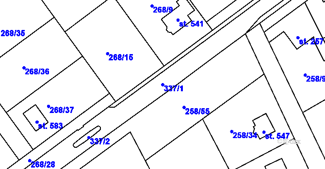 Parcela st. 337/1 v KÚ Lutín, Katastrální mapa