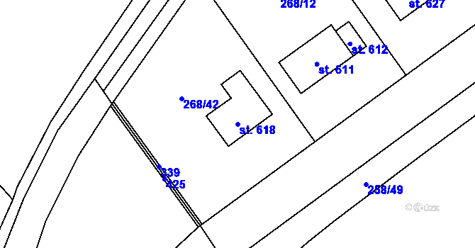 Parcela st. 618 v KÚ Lutín, Katastrální mapa