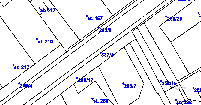 Parcela st. 337/4 v KÚ Lutín, Katastrální mapa