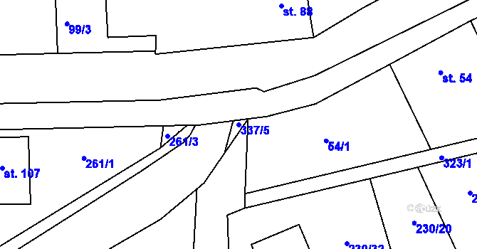 Parcela st. 337/5 v KÚ Lutín, Katastrální mapa