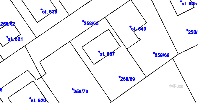 Parcela st. 637 v KÚ Lutín, Katastrální mapa