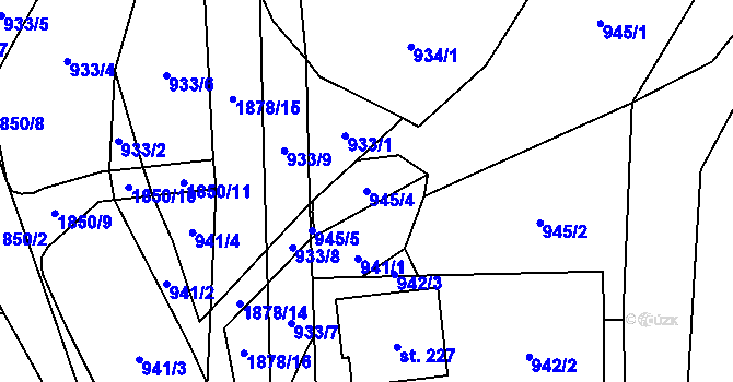 Parcela st. 945/4 v KÚ Lutonina, Katastrální mapa