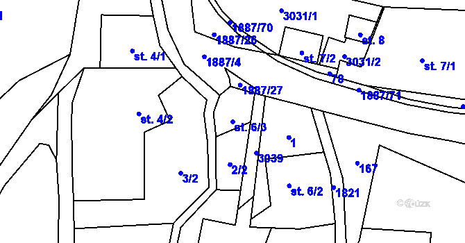 Parcela st. 6/3 v KÚ Lutonina, Katastrální mapa