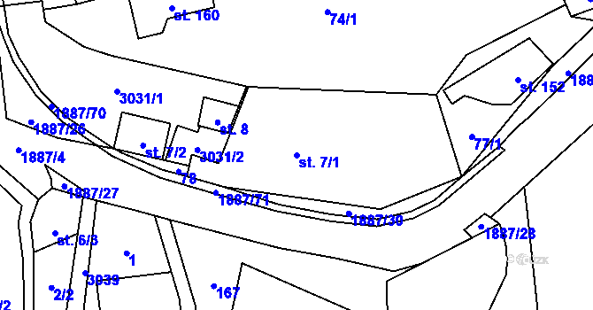Parcela st. 7/1 v KÚ Lutonina, Katastrální mapa