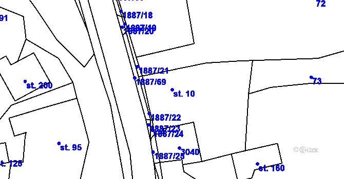 Parcela st. 10 v KÚ Lutonina, Katastrální mapa