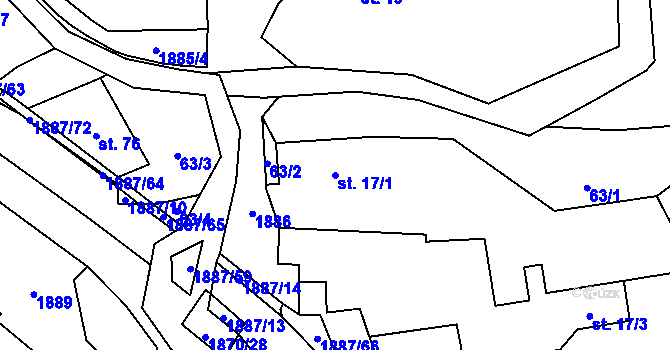 Parcela st. 17/1 v KÚ Lutonina, Katastrální mapa