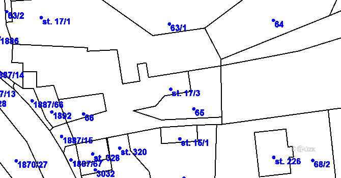 Parcela st. 17/3 v KÚ Lutonina, Katastrální mapa