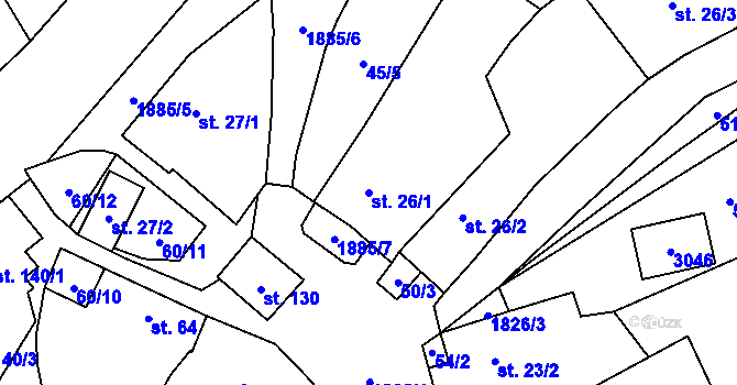 Parcela st. 26/1 v KÚ Lutonina, Katastrální mapa