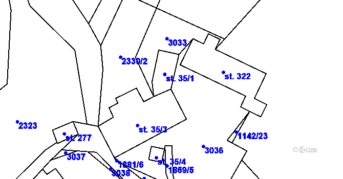 Parcela st. 35/2 v KÚ Lutonina, Katastrální mapa