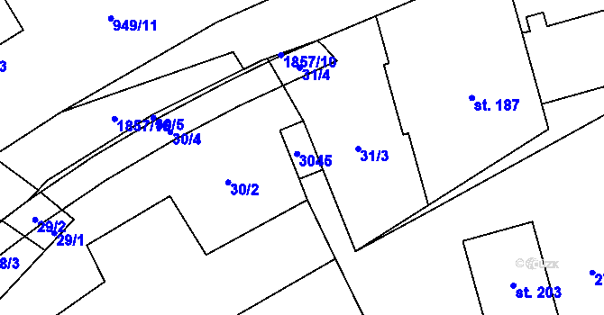 Parcela st. 53/1 v KÚ Lutonina, Katastrální mapa