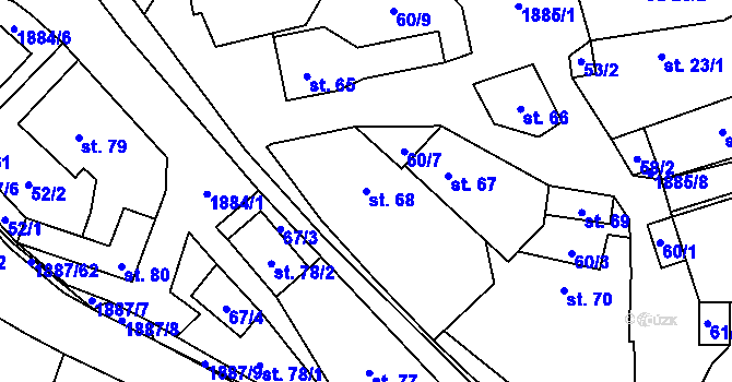 Parcela st. 68 v KÚ Lutonina, Katastrální mapa