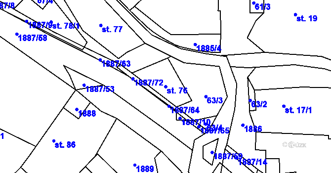 Parcela st. 76 v KÚ Lutonina, Katastrální mapa